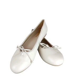New Onyx Beige Tan Nude Ballet Flat Bow Faux Leather Size US  8.5 /EU 39
